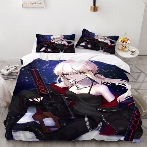 2/3 Pieces Japan Anime Bedding Set Machine Gun Cool Girl Duvet Cover Home Textile Bed Quilt Cover US/EU/AU Size Cover Set