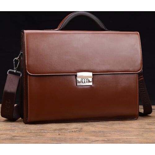 New Luxury Business Man Bag Theftproof Lock Pu Leather Briefcase For Man Solid Bank OL Mens Shoulder Bag Work Laptop bags
