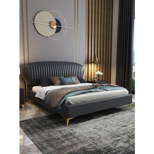 Bed light luxury modern master bedroom 1.5 meters 1.8m double bed modern minimalist ins luxury leather bed furniture bedroom