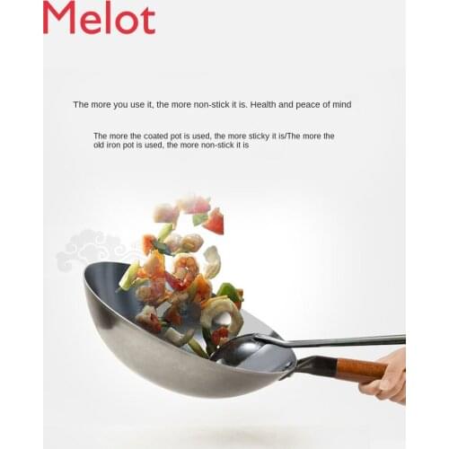 Handmade Old-Fashioned Wok Non-Coated Non-Stick Household Wok Gas Stove Dedicated Pot