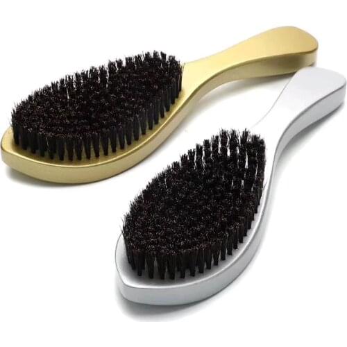 Bristle Wave Hair Beard Brush Hair Comb Wood Beech Handle Large Curved Comb Men Natural Bristle Combs Hair Styling Tools G0403