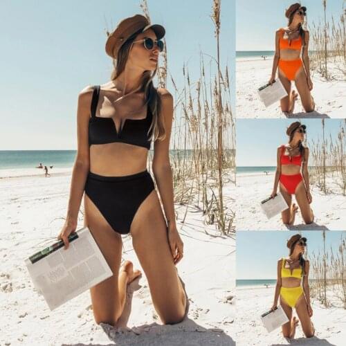 2020 sexy ladies black bikini swimsuit women bikini modest swimwear beach wear swimming suit for women red bikini sling suit set