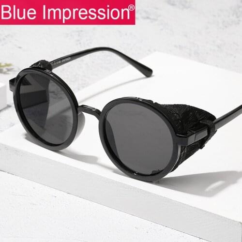 New Arrival Womens Mens Steampunk Sun glasses round fashion leather sunglasses classic retro glasses shades vintage glasses