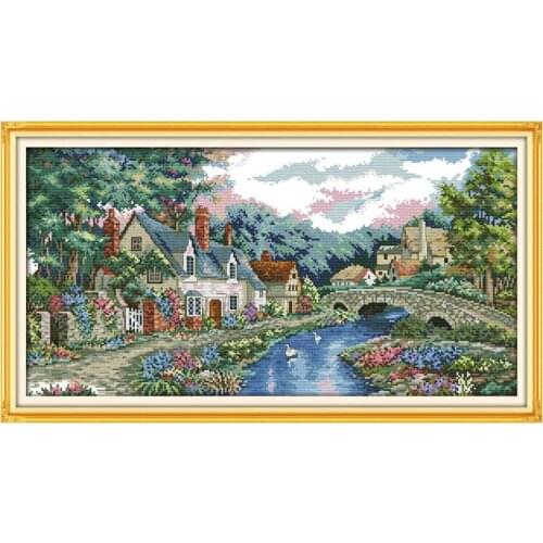 The peaceful countryside counted printed on the canvas 11CT 14CT DIY kit Cross Stitch embroidery needlework Sets home decor