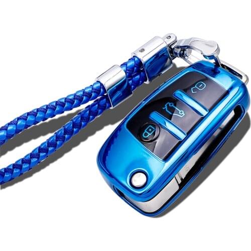 TPU Key Accessories Holder Cover For Audi A3 A4 A6 C6 Tt Q2 Q3 B7 Q2L RS3 S3 E-tron 3 Button Keychain Car Key Case Cover Keyring