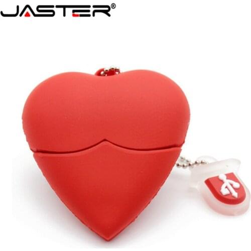 JASTER cartoon Red heart model usb2.0 4GB 8GB 16GB 32GB 64GB pen drive USB Flash Drive creative Love gift