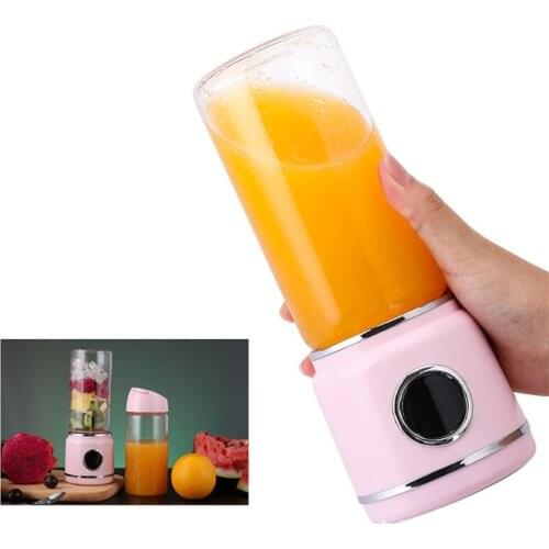 USB Mixer w/ 6 Stainless Steel Blades Borosilicate Glass Bottle 30s Auto Shup-off 420ml Handheld USB Blender w/Digital