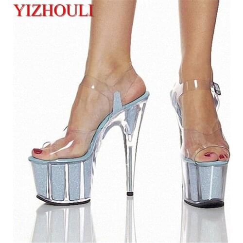 Womens shoes pole dancing shoes 15cm high heels sandals crystal shoes clear Sparkling Glitter wedding shoes