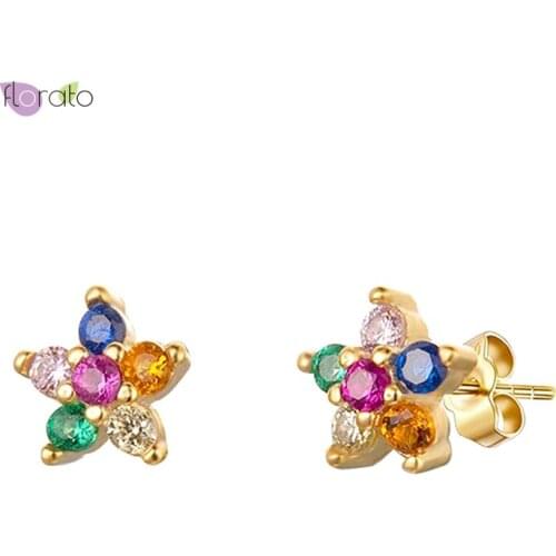 Exquisite Flower Crystal Stud Earrings 925 Silver Fashion CZ Earrings Elegant Luxury Jewelry For Women Birthday Wedding Gift