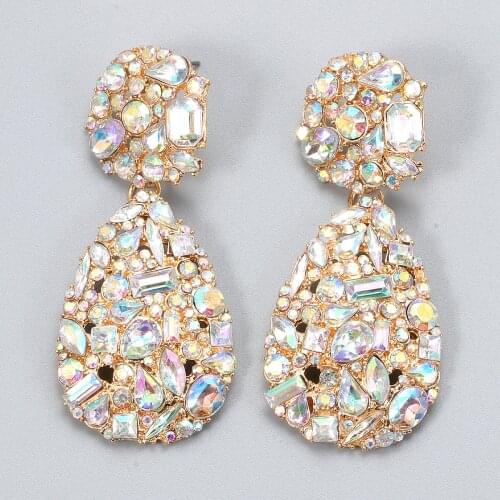 JURAN Wholesale Fashion Rhinestone Geometric Drop Earrings New 2021 ZA Designs Dangle Earrings Women Baroque Brincos Pendientes