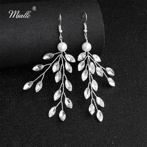 Miallo 2019 New Arrivals Handmade Wedding Drop Earrings Bridal Austrian Crystal Bride Bridesmaids Earrings for Women