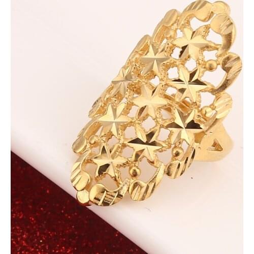Dubai Golden Ring Gold Color Engagement Adjustable Size Finger Ring for Ethiopian African Nigerian Design