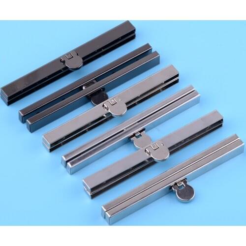 2 Set Purse Wallet Frame Bar Edge Strip Clasp 11.5cm Metal Openable Edge Replacement Stainless Steel / Black / Chrome Color