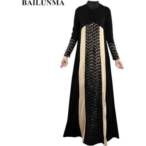 2020 Fashion Hollow Out islamic clothing hijab black abaya dress arab womens clothing malaysia dubai abaya dress B8020