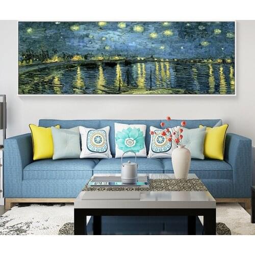 Abstract Famous Van Gogh Starry Night Canvas Oil Painting Wall Art Posters and Prints for Living Room Home Wall Picture Decor