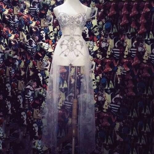 Sparkly Rhinestones White Bra Shorts Bikini Sets Nightclub Model Catwalk Stage Wear Bar Dance Party Performance Costume