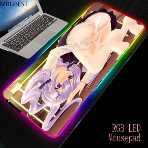 MRGBEST Sexy Girl Ass Anime Gaming RGB Large Mouse Pad Gamer Big Mat Computer Pad Led Backlit Illumination Desk Pads