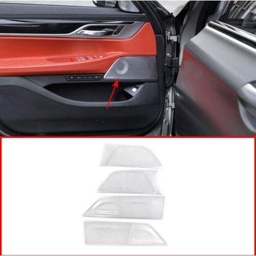 For BMW 7 Series G11 G12 2016-2020 Aluminum Alloy silver Car Door Speaker Cover Panel Trim Accessories 6-piece set