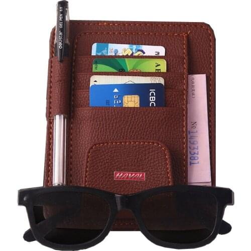 Eye Glasses Card Bill Pen Holder Clip Sun Visor Sunglasses Credit Card Cover With Red Logo For Haval Car Styling Free Shipping