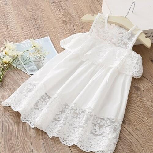 Baby Off-the-Shoulder Dress 2021 Summer New Girls' Clothing Children Sleeveless Dress