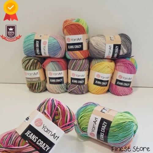 Yarnart Jeans Crazy Yarn %55 Cotton - %45 PolyAcr 50gr-160m Threads For Knitting Colorful Wool Dress Cardigan sweater Sewing