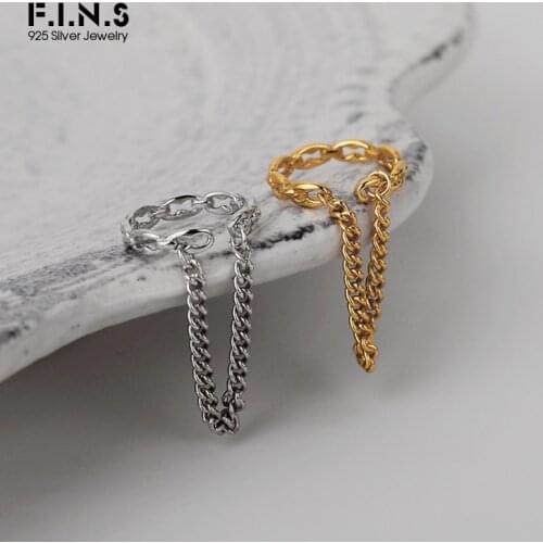 F.I.N.S 1PC Authentic S925 Sterling Silver Chain Ear Clip No-Pierced INS Style Link Chain Ear Cuff Silver 925 Earring Woman