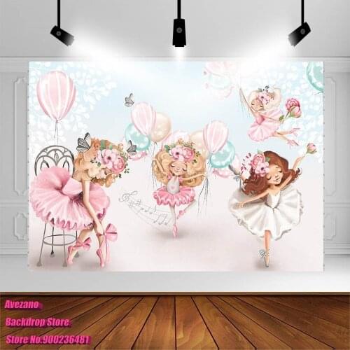 Photography Backgrounds Girl Birthday Party Decor Banner Ballet Balloon Backdrops Photo Studio Photophones For Photos Photoshoot