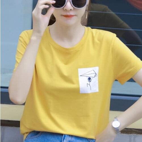 Short-sleeved t-shirt womens loose-fitting womens clothing 2020 summer Korean version of the new pure cotton white T-skirt
