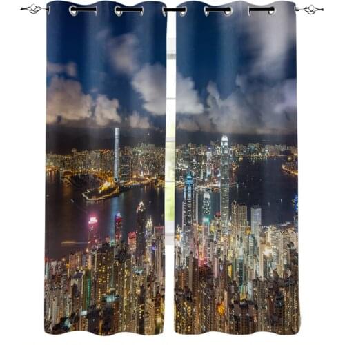 City Night Architectural Scenery Modern Blackout Curtains for Living Room Decoration Curtain Bedroom Kids Curtain Drapes