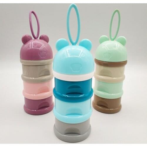 3 layers Frog Style Portable Baby Food Storage Box Essential Cereal Cartoon Milk Powder Boxes Toddle Kids Formula Milk Container