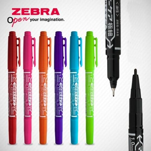 12pcs/lot ZEBRA Color Marker Pen Double Head MO-120-MC Oily Quick Drying New YYTS5 Color Mark Hook Pen Student Painting 12 Color