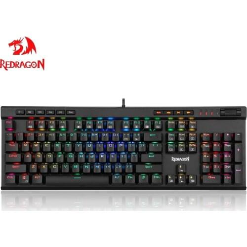 Redragon K580 VATA RGB LED Backlit Mechanical Gaming Keyboard with Macro Keys & Dedicated Media Controls, Onboard Macro Recordin