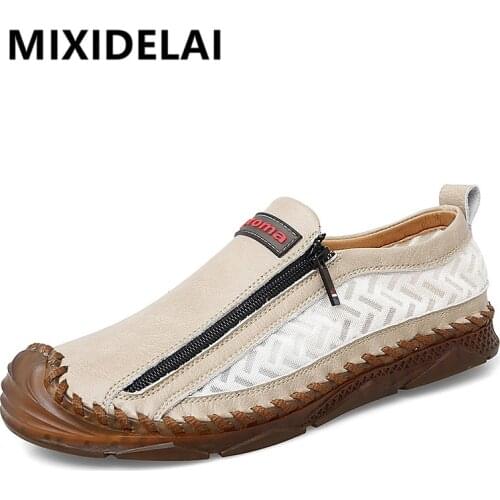 Men Casual Shoes Leather Fashion Outdoor Mens Shoes Handmade Breathable Mens Loafers Moccasins Luxury Brand Flat Shoes Big Size