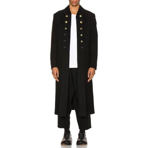 Napoleon gold buckle mid-length coat dovetail winter trench coat