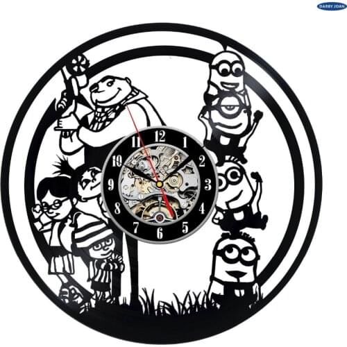 Vinyl Record Wall Clock Minions Theme Design Gift reloj
