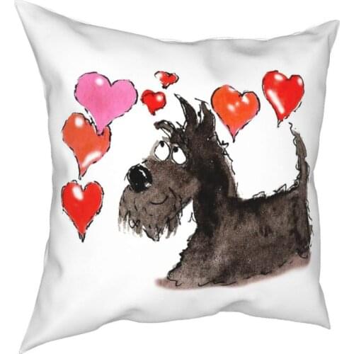 Scottie Dog Love Hearts Throw Pillow Cover Throw Pillow Scottish Terrier Creative Cushion Covers