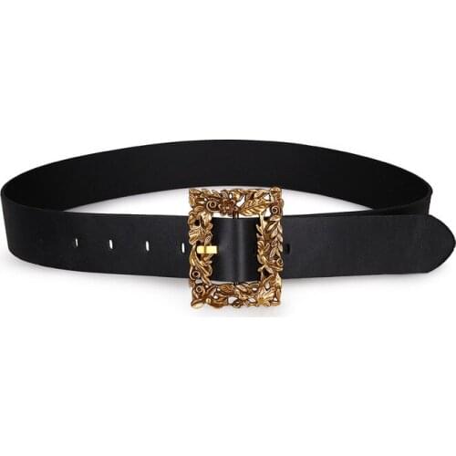 New Fashion Female Vintage Strap Metal Pin Buckle Leather Belts For Women Designer sexy hollow out wide waist belt BL514