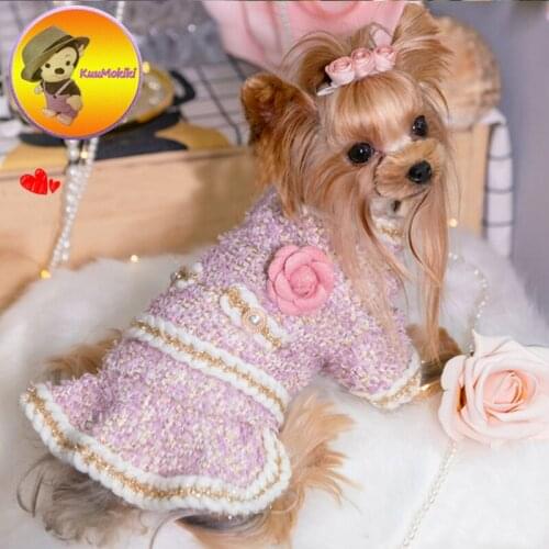 Luxcury handmade dog clothes vintage C style Dog Dress Dresses Pet Skirt Skirts cat Dog Pet Apparel Maltese clothing