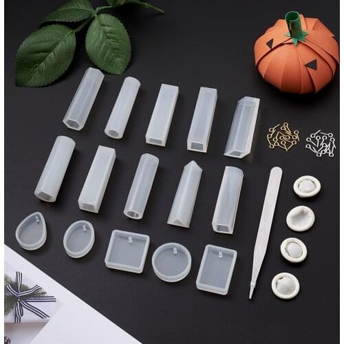 Pandahall 1 Set Mixed Shape DIY Silicone Molds for UV Exopy Resin Jewelry Making Tools Handmade Necklace Pendants Charms Moulds