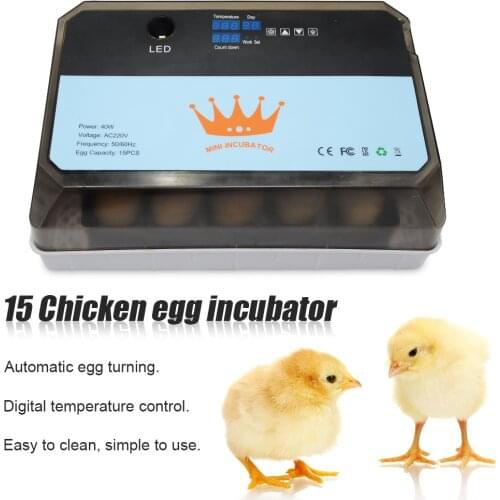 Full Automatic Egg Incubator Farm Chick Hatchery Digital 15 Egg Brooder Multifunction Incubator Control System