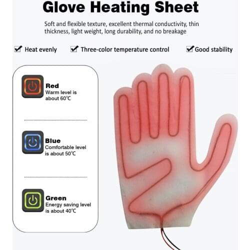 Five-finger Glove Heating Sheet Composite Fiber PTC 3 Adjustable Heating Levels Electric Heating Pads for Winter USB Electric
