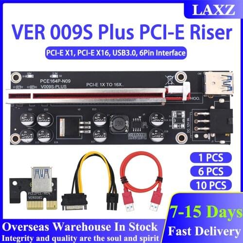 VER009S Plus PCI-E Riser Card PCI Express 1X to 16X USB 3.0 Cable SATA to 6Pin Connector for Graphics Video Card