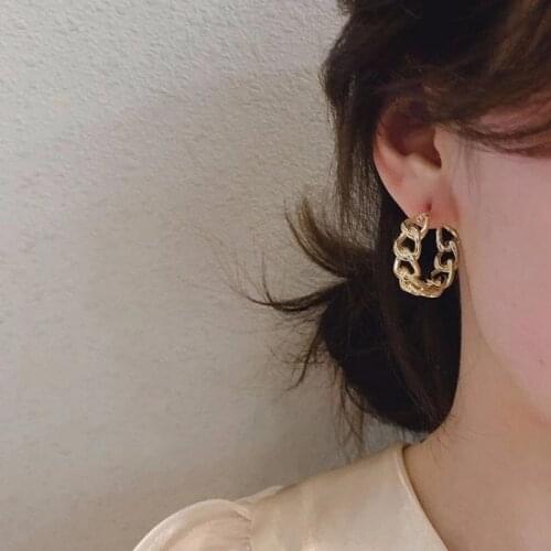 Minimalist Gold color earrings Metal Large Circle Geometric Round Big Earrings for Women Girl Wedding Party Jewelry