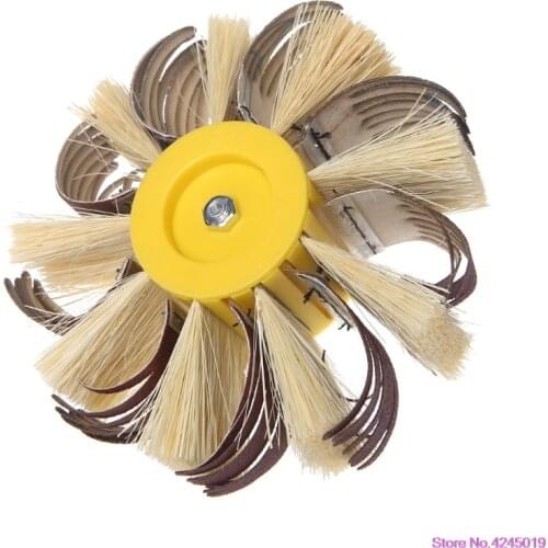 New Shaft Mounted Sisal Emery Cloth Bristle Grinding Buffing Brush Polishing Wheel