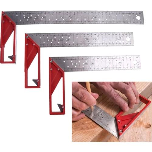 45/90 Degree Triangle Square Ruler 30cm Stainless Steel Right Angle Ruler Woodworking Try Square for Multiple Purposes Carpenter