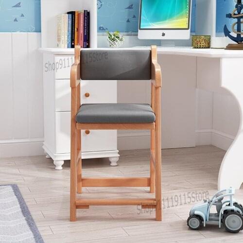 Solid Wood Childrens Chair Adjustable Lifting Desk Chair Household Chair Student Study Chair Dining Chair Back Chair