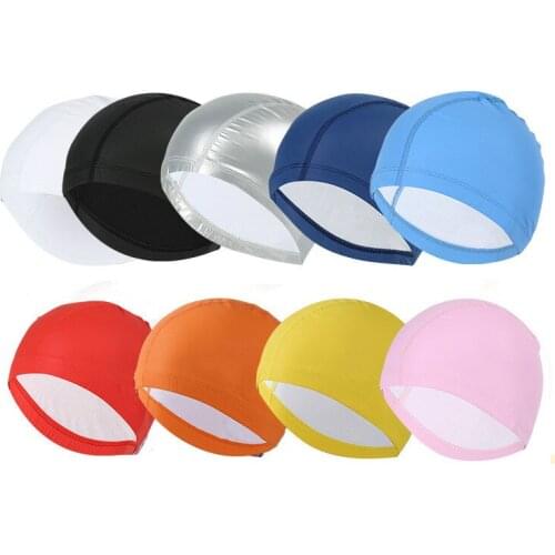 Adult Waterproof PU Swimming Cap Stretch Men and Women Solid Color Swimming Cap