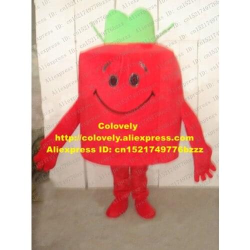 Vivid Red Mr. Giant Strong Man Mascot Costume Mascotte Hercules With Big Red Square Body Happy Face Green Hat No.2120 Free Ship