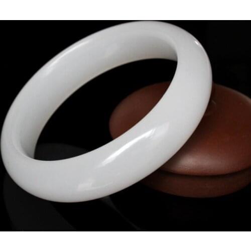 Womens Jade Bracelet White Fashion Accessories Jadeite Natural Charm Women Men for Hand Carved Round Bangle Ladies Jewelry