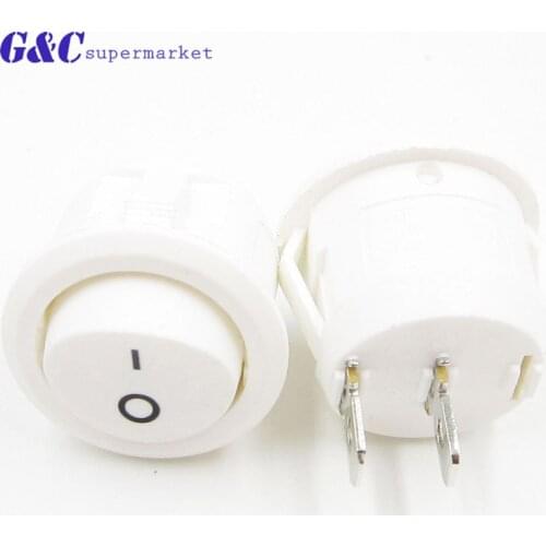 10Pcs Red Black White 20MM ON/OFF Round Rocker Toggle Switch 6A/250VAC 10A 125VAC Plastic Push Button Switch KCD1-105 diy